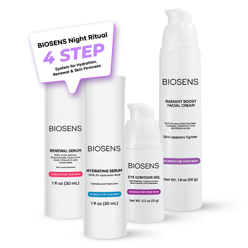 BIOSENS Night ritual bundle | Peptides + Eye Gel + Hyaluronic acid + Retinol | 4 airless products