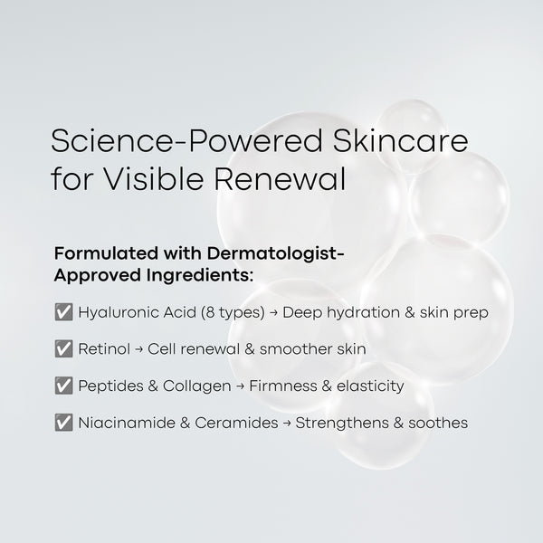 BIOSENS Night ritual bundle | Peptides + Eye Gel + Hyaluronic acid + Retinol | 4 airless products