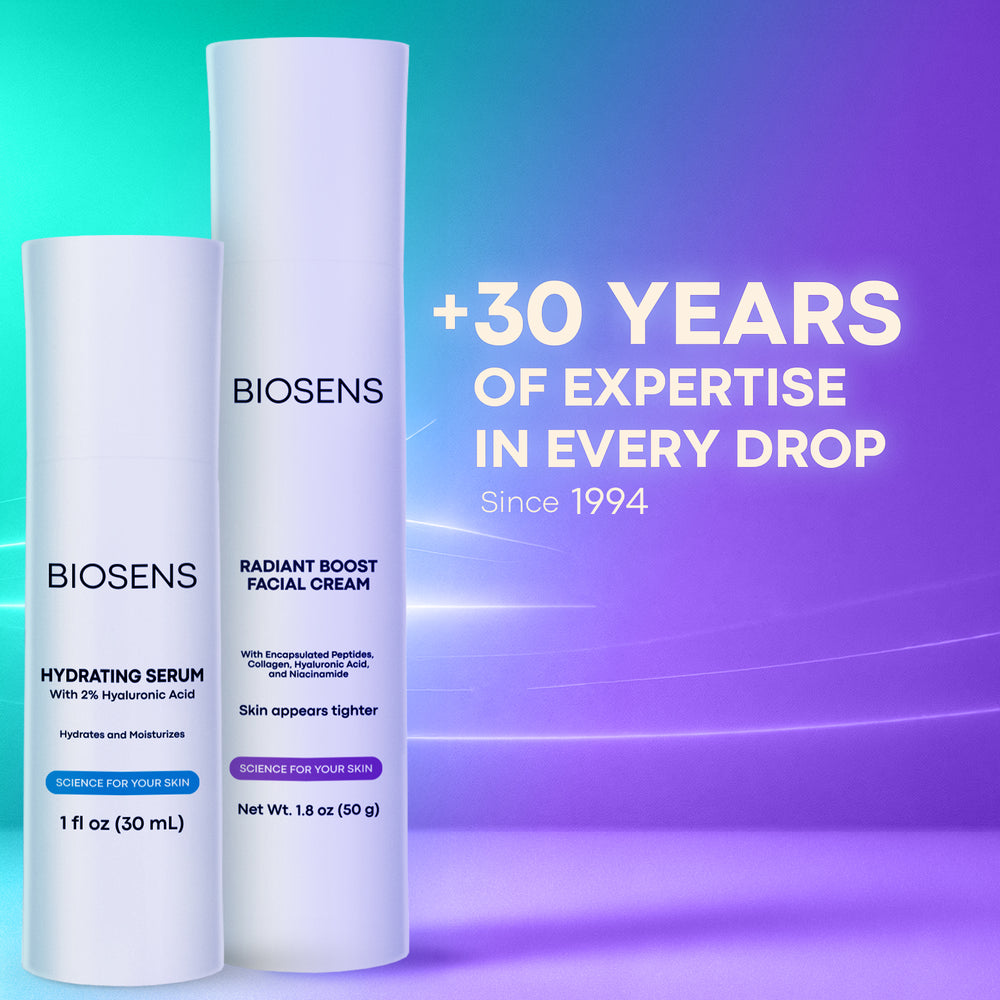 BIOSENS ANTIAGING BUNDLE | Hydrating Serum + Radiant Boost Cream  | 1 Airless Bottle each