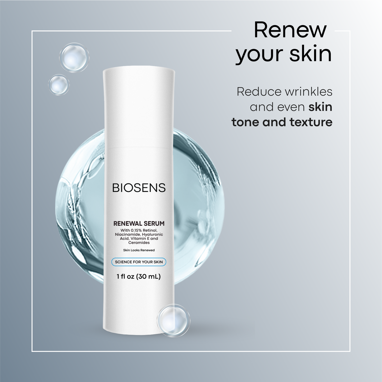 BIOSENS Renewal Facial Serum 0.15% Retinol Airless 1 FL OZ